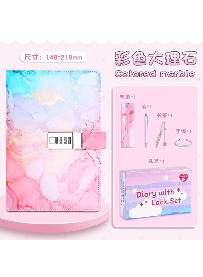A5 Code Book  With Lock Journal Creative Leather Notepad Notebook Children's Gift Suit