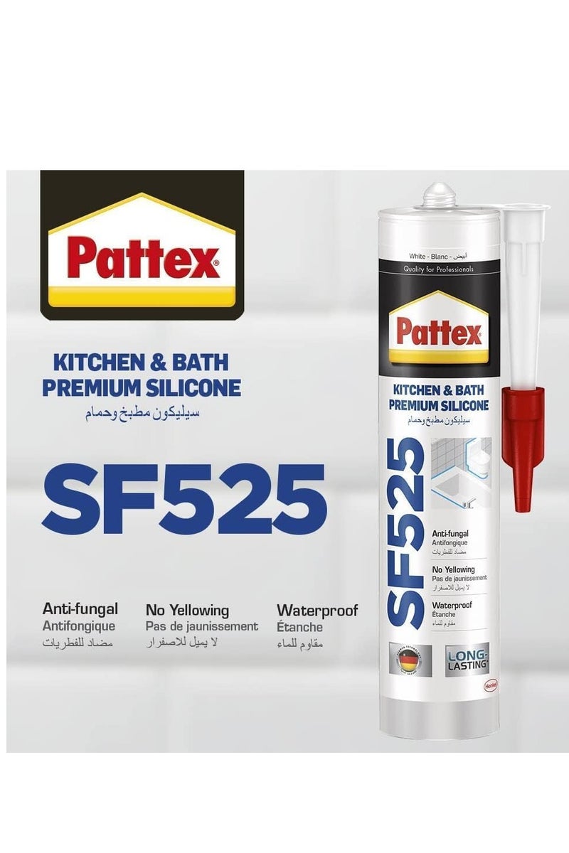 Pattex Sf525 Silicone Sealant And Silicone Gun - Premium Kitchen And Bath silicone sealant and Heavy Duty Series Mould Resistant, Ideal For Showers, Toilets Tiles, Easy Bathroom Sealant 1X280ML Cartridge - Image 4