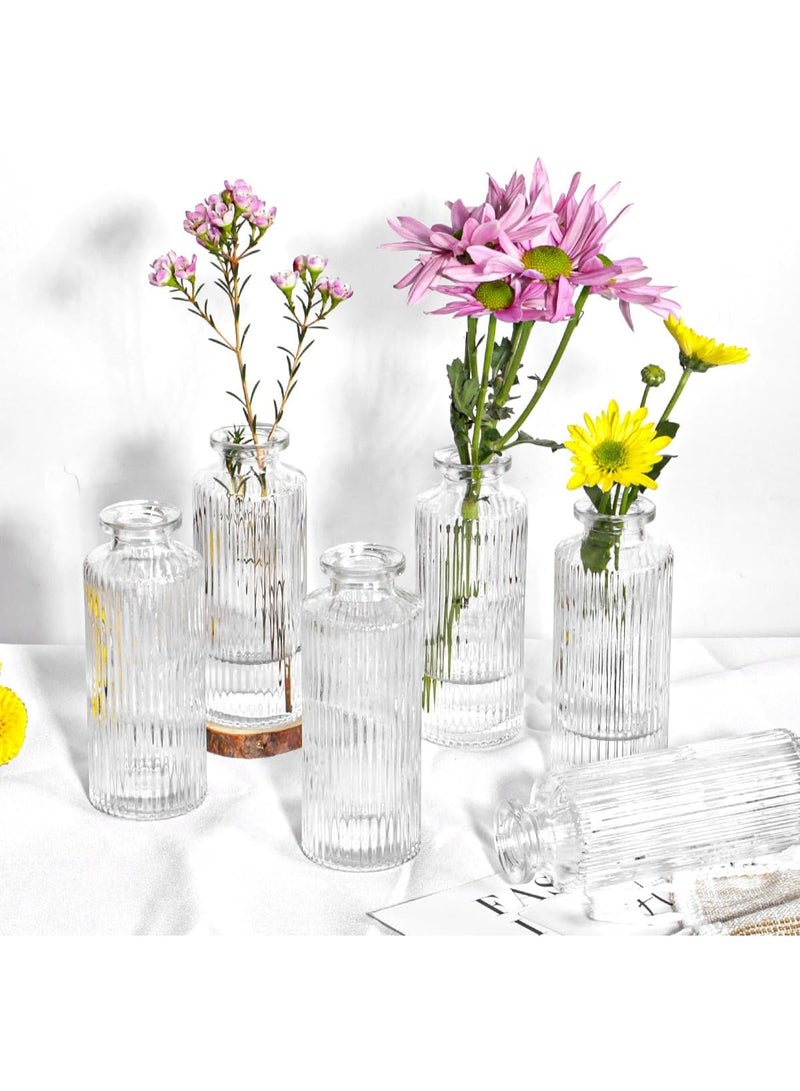 FASHION HOME 6pcs Clear Glass Bud Vase Set Mini Vintage Flower Vases for Wedding Small Decorative Bottle - Image 4