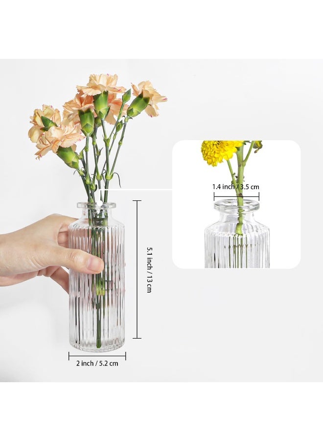 FASHION HOME 6pcs Clear Glass Bud Vase Set Mini Vintage Flower Vases for Wedding Small Decorative Bottle - Image 2