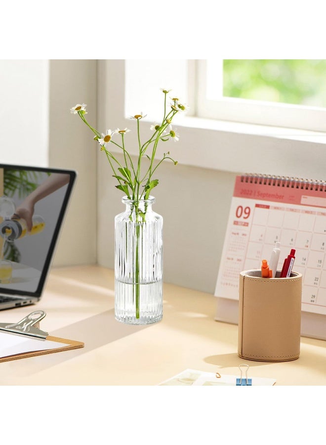 FASHION HOME 6pcs Clear Glass Bud Vase Set Mini Vintage Flower Vases for Wedding Small Decorative Bottle - Image 3