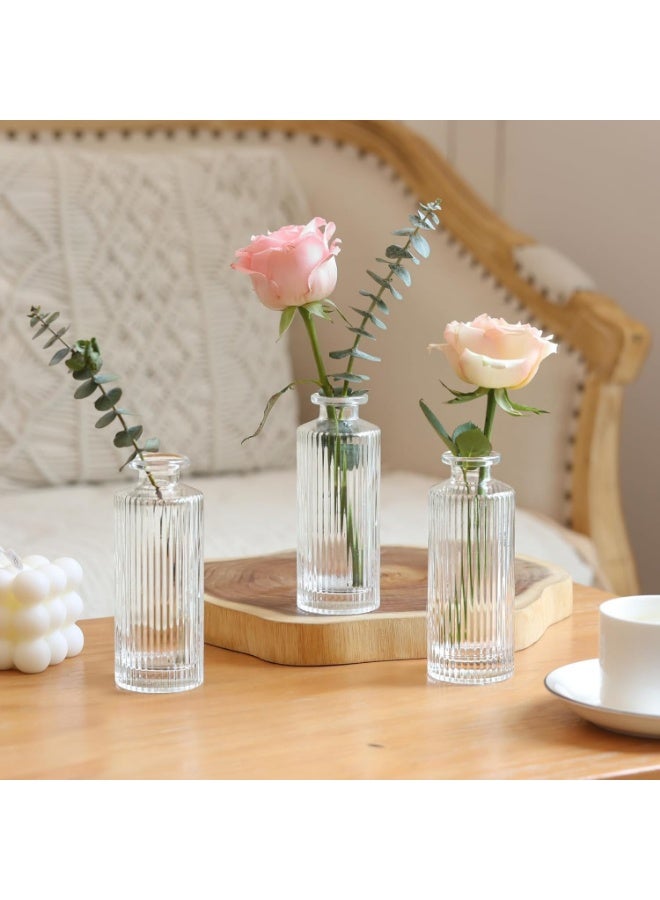 FASHION HOME 6pcs Clear Glass Bud Vase Set Mini Vintage Flower Vases for Wedding Small Decorative Bottle - Image 5