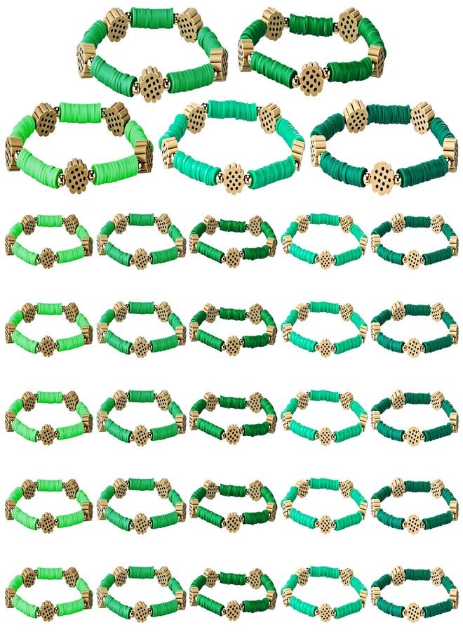 Liliaafar 25 Pcs Christmas Troop Leader Appreciation Gifts Cookie Bracelets Green Clay Beaded Friendship Bracelet for Women Cookie Lover Coworker Staff Group Member Xmas Party Favor - Image 1
