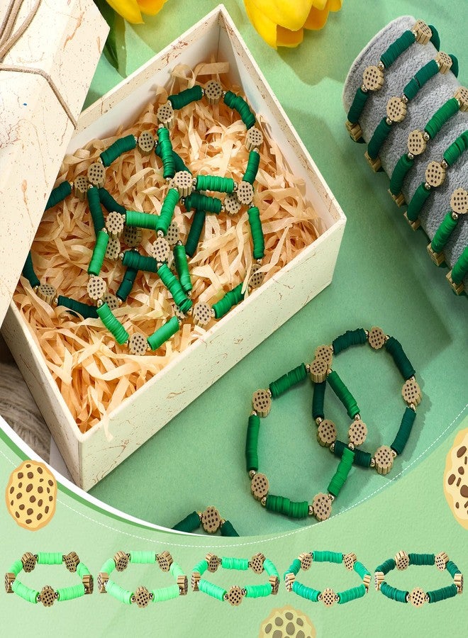 Liliaafar 25 Pcs Christmas Troop Leader Appreciation Gifts Cookie Bracelets Green Clay Beaded Friendship Bracelet for Women Cookie Lover Coworker Staff Group Member Xmas Party Favor - Image 4