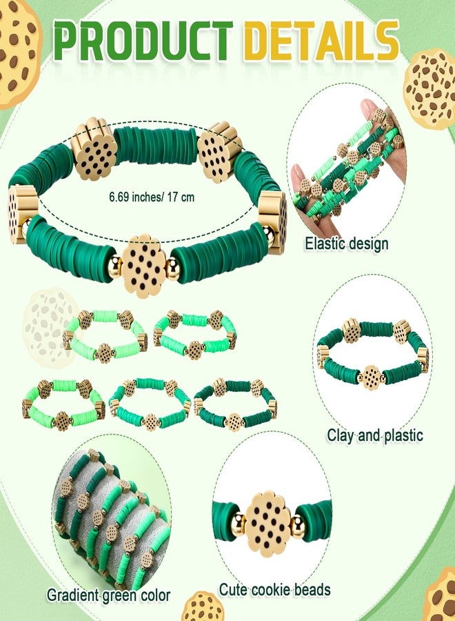Liliaafar 25 Pcs Christmas Troop Leader Appreciation Gifts Cookie Bracelets Green Clay Beaded Friendship Bracelet for Women Cookie Lover Coworker Staff Group Member Xmas Party Favor - Image 2