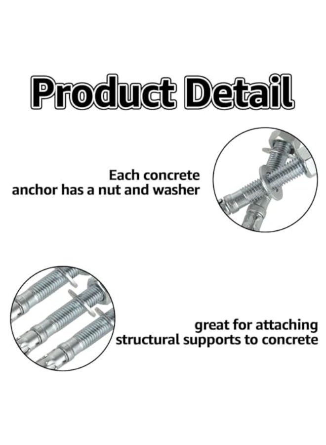 Concrete Anchors – GI Through Bolt Wedge Anchor Bolts for Concrete - KYLAQ (5, 16MM x 150MM) - Image 5