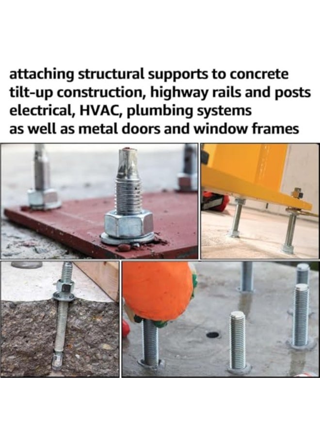 Concrete Anchors – GI Through Bolt Wedge Anchor Bolts for Concrete - KYLAQ (5, 16MM x 150MM) - Image 2