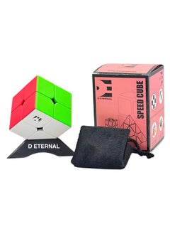 D ETERNAL 2X2 Stickerless Cube Beginner Speedcube For Kids & Adults With Cube Stand And Protecting Pouch Bag Cube Combo Set (2X2+Stand+Bag)  - Image 1