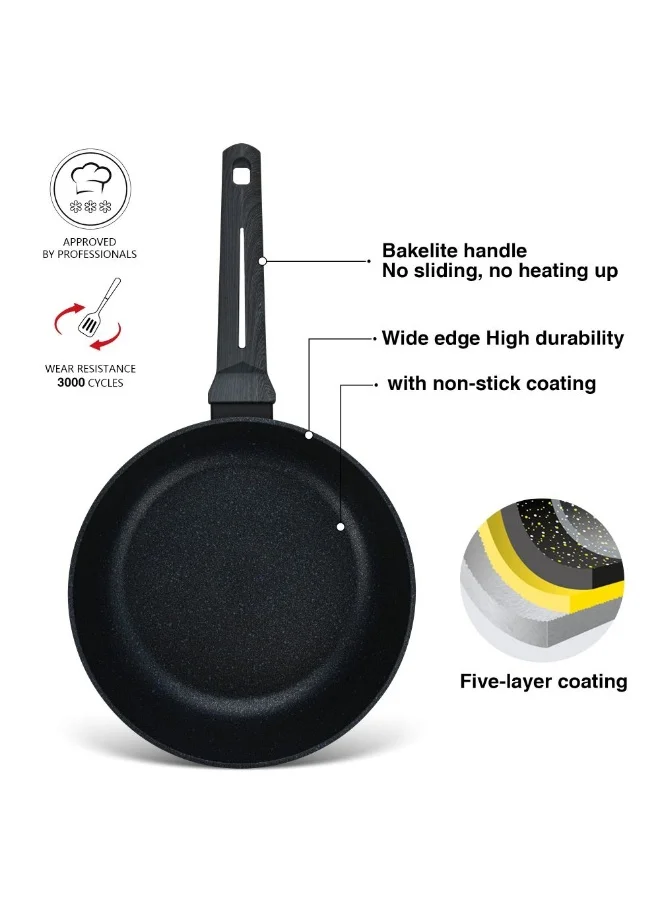 DANUBE HOME Fissman Deep Frying Pan Ferro 24X7Cm With Induction Bottom Aluminium With Non-Stick Coating Durable And Heat-Resistant Perfect For Frying Searing And Cooking
