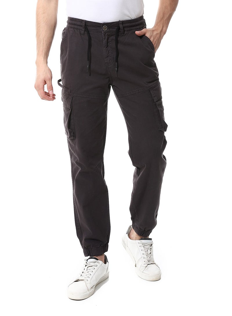 Andora Fly Zipper Button Cargo Pants_Charcoal  - Image 1