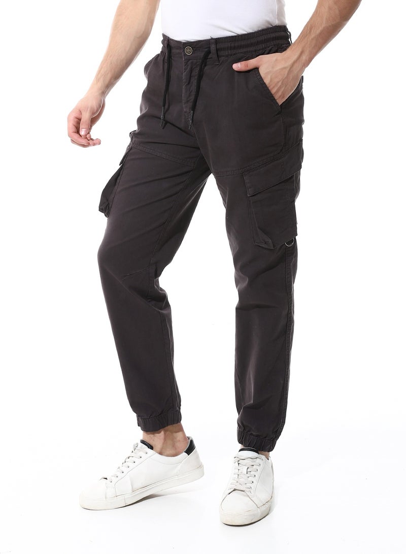 Andora Fly Zipper Button Cargo Pants_Charcoal  - Image 2