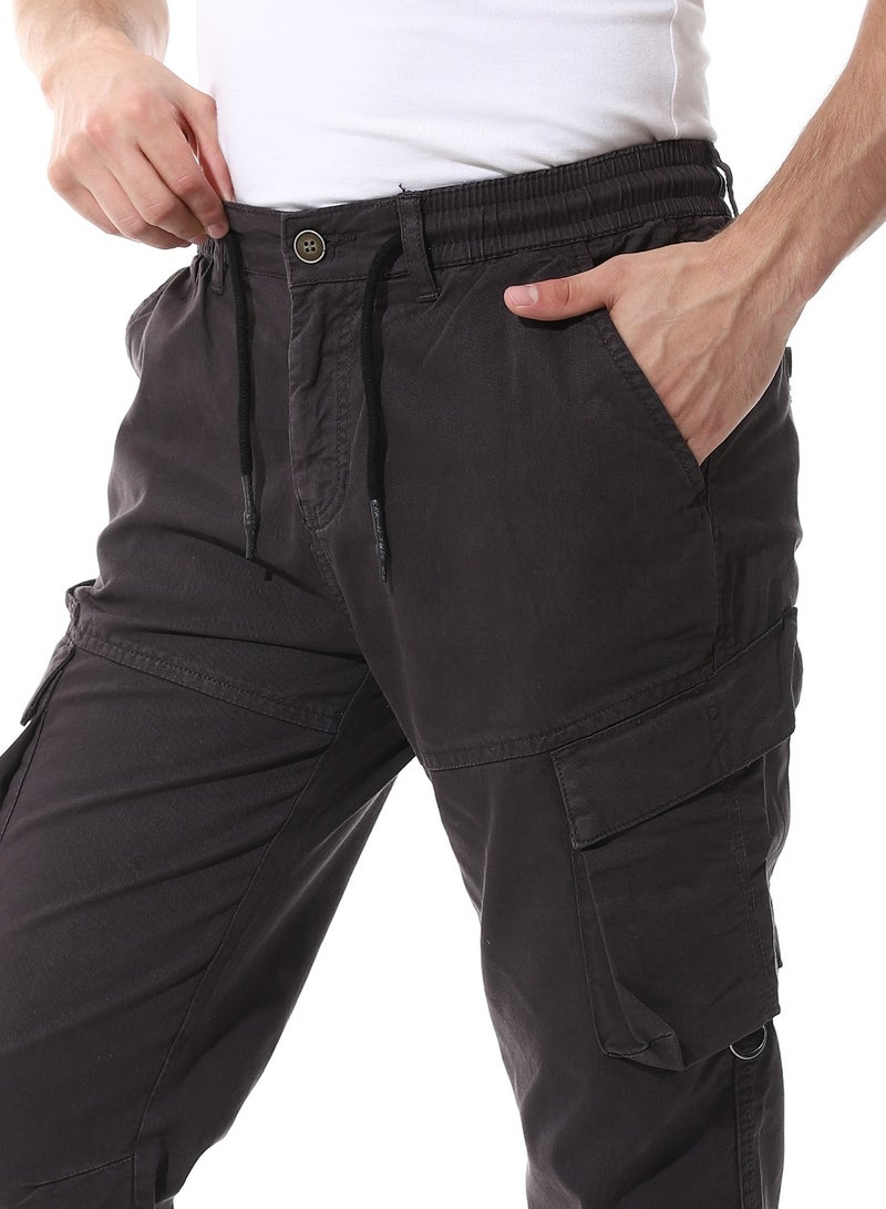 Andora Fly Zipper Button Cargo Pants_Charcoal  - Image 4