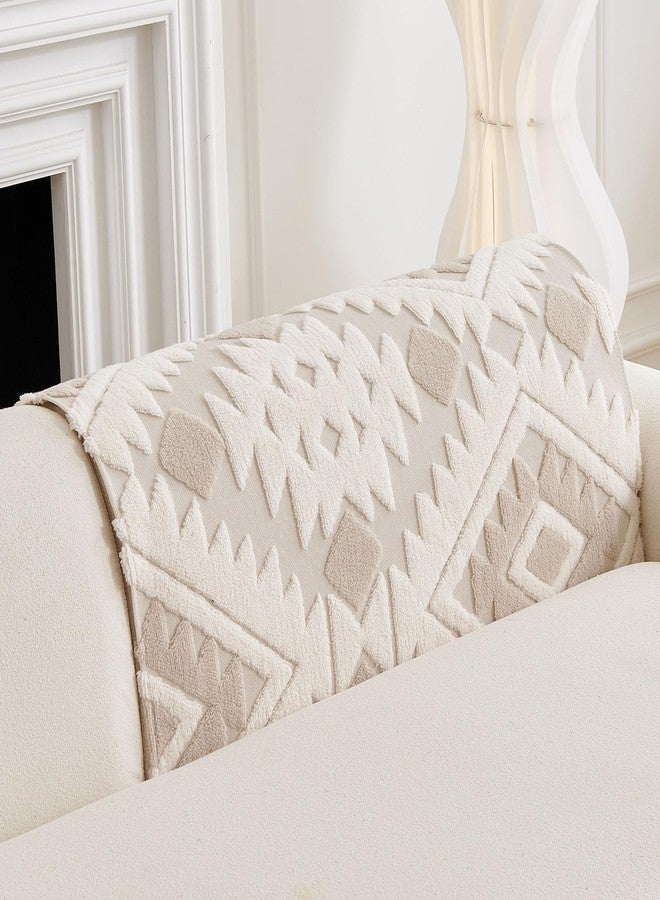 XSlive Boho Plush Couch Covers for Sofa Washable, Fuzzy Soft Couch Cover for Sectional Sofa, Non Slip Jacquard Sofa Cover Furniture Protector for Kids, Pets (Light Coffee,36"x36") - Image 4