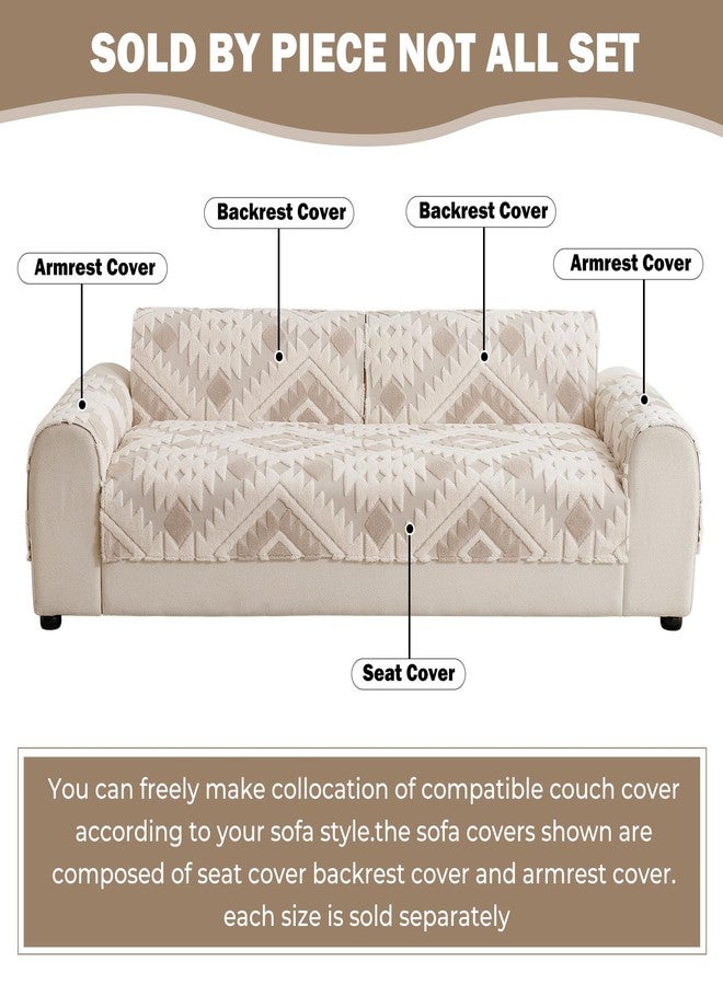 XSlive Boho Plush Couch Covers for Sofa Washable, Fuzzy Soft Couch Cover for Sectional Sofa, Non Slip Jacquard Sofa Cover Furniture Protector for Kids, Pets (Light Coffee,36"x36") - Image 2