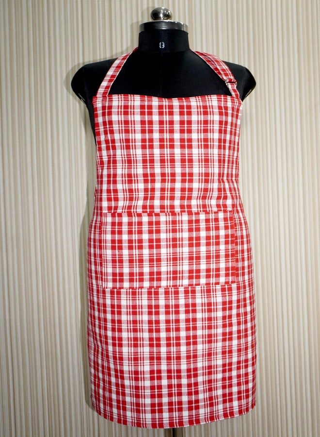 CRAZYWEAVES Cotton Apron for Men And Women (Red) EverSoft Linen – Premium Comfort & Protection, SoftTouch Cooking – Breathable & Stylish BBQ Apron - Image 3