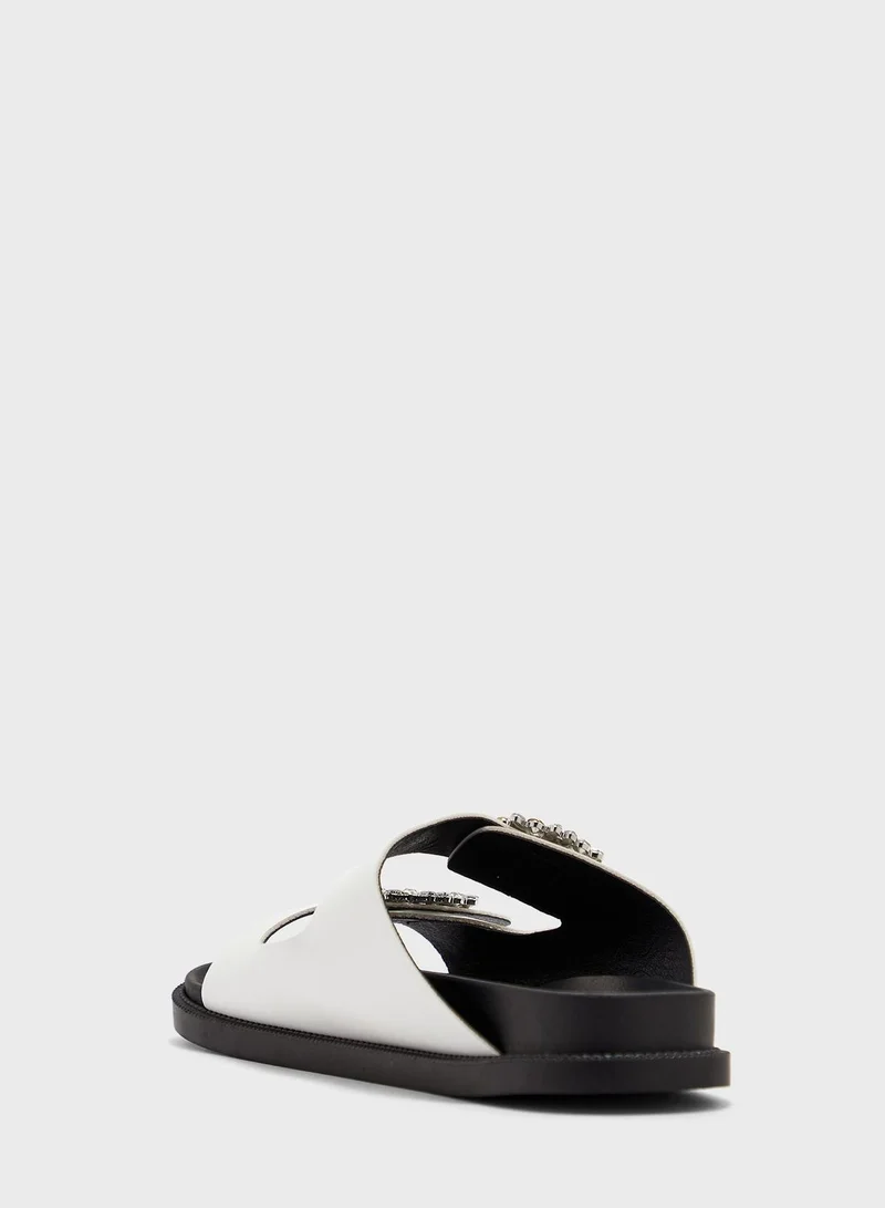 Truffle Jewelled Buckle Flat Sandal