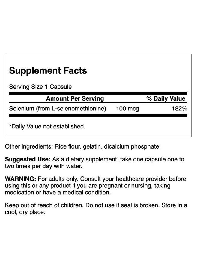 Swanson Selenium (L-Selenomethionine) - Herbal Supplement Promoting Heart Health '&' Prostate Health - May Support Immune System '&' Thyroid Health - (300 Capsules, 100mcg Each) - Image 2