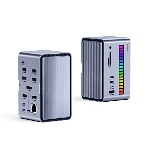 Hagibis Dual USB C Docking Station Triple Monitor LED Strip Light USBC Hub TypeC Adapter with 8K DPHDMI M2 SSD Enclosure 100W PD USB 31 1000Mbps RJ45 for MacBook Air Pro Laptop U100 Ultra - Image 1