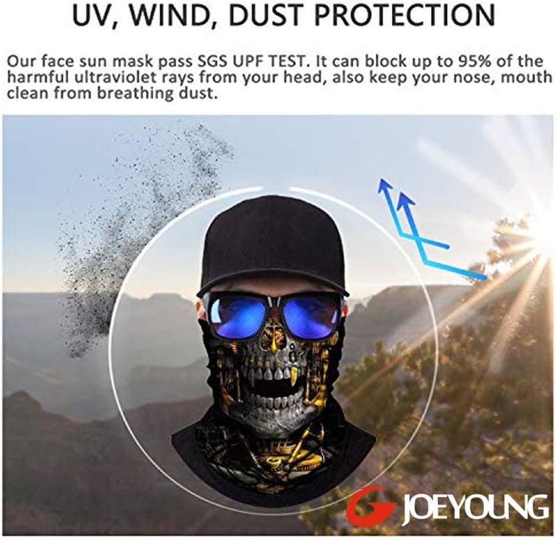 JOEYOUNG 3D Face Sun Mask, Neck Gaiter, Headwear, Magic Scarf, Balaclava, Bandana, Face Mask, Hunting, Running, Motorcycle - Image 3
