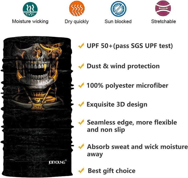JOEYOUNG 3D Face Sun Mask, Neck Gaiter, Headwear, Magic Scarf, Balaclava, Bandana, Face Mask, Hunting, Running, Motorcycle - Image 2
