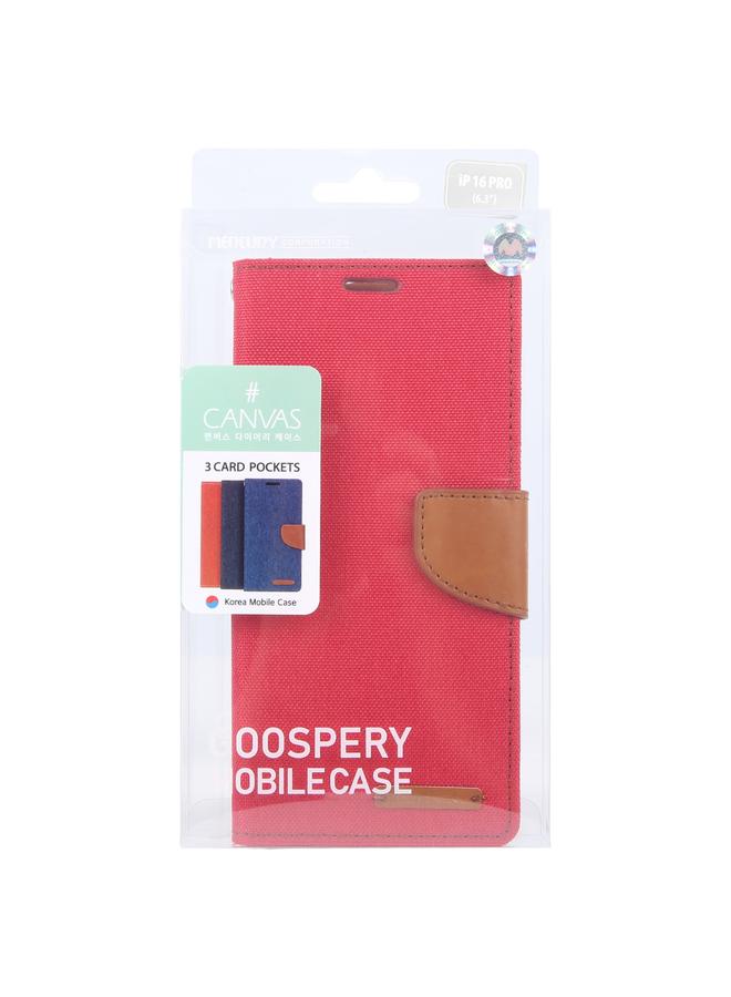GOOSPERY Case For iPhone 16 Pro CANVAS DIARY Fabric Texture Flip Leather Phone Case  - Image 4