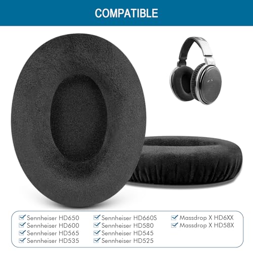 GEVO Earpads for Sennheiser HD650/HD600/HD660S/HD545/HD525/HD535 Headphones, Ear Pads Cushions Replacement for Massdrop X HD6XX/HD58X and HD580/HD565 Jubilee Headset (Velour Black) - Image 2