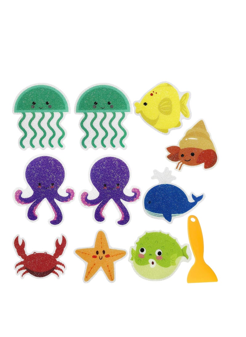 SYOSI Non-slip Bathroom Stickers, 10 Pcs Safety Anti-Slip Appliques Self Adhesive Decals, with 1 Small Scraper, Anti-Slip Stickers With Bright Colors, for Bath Tub Showers, Pools  - Image 1