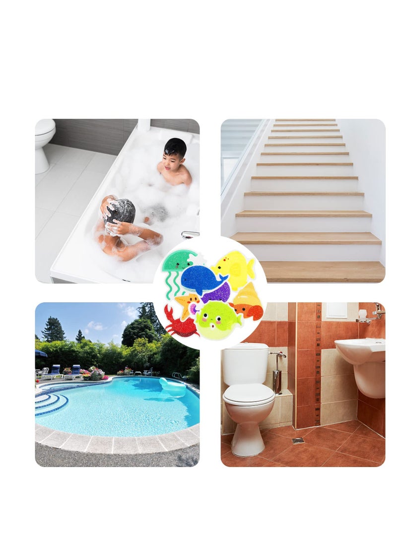 SYOSI Non-slip Bathroom Stickers, 10 Pcs Safety Anti-Slip Appliques Self Adhesive Decals, with 1 Small Scraper, Anti-Slip Stickers With Bright Colors, for Bath Tub Showers, Pools  - Image 2