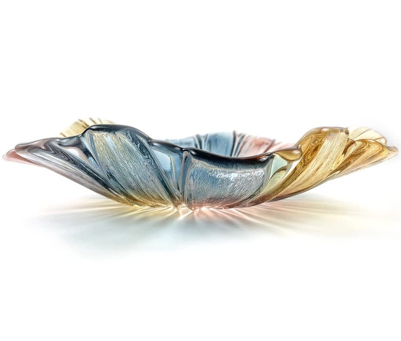 وعاء فواكه ملون من زجاج كريستالي بحجم 115 بوصة على شكل زهرة دوار الشمس بتصميم رائع