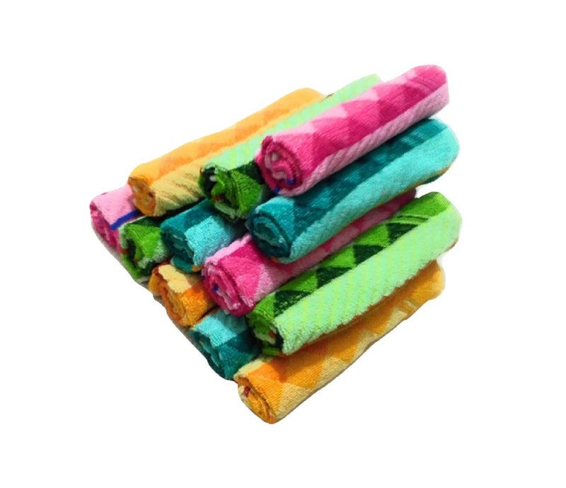 Cotton Colors Cotton Colors Floral Design Hand Towels (Medium, Multicolor, Pack of 12)_D43  - Image 1