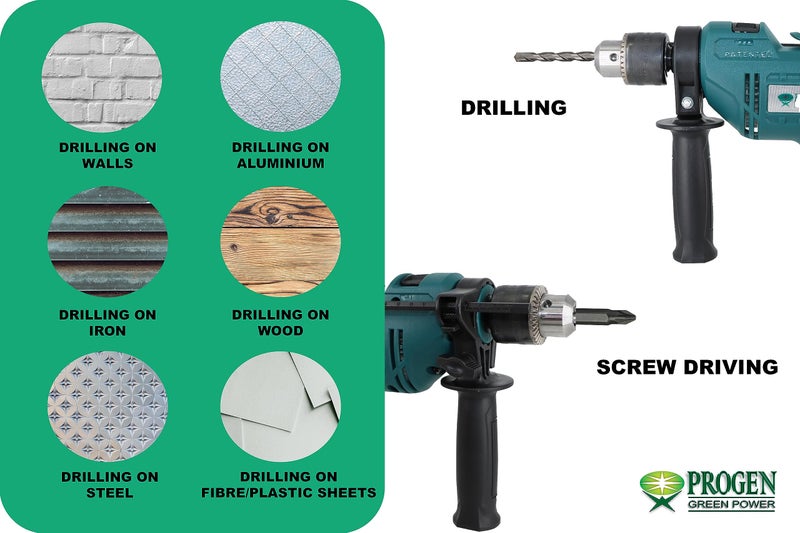 PROGEN Impact Drill 9213-HG, 800W, Copper Armature, Chuck 13mm, 2800 RPM, Forward/Reverse with Variable Speed - 6 Months Warranty - Image 4