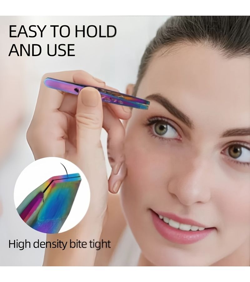 Colored Titanium 4 Piece Set High Precision Stainless Steel Hollow Eiffel Tower Tweezers Eyebrow Trimming Pliers Hair Removal Tool For Stray Hairs Gift - Image 1
