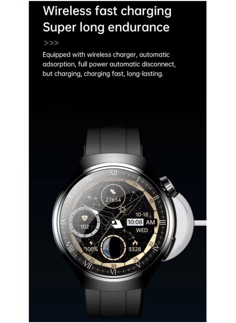 WISME X16 Round Shape Curved Display Smartwatch with 7 Pairs of Straps and Charging Cable – Stylish Smartwatch for Men, Black  - Image 2