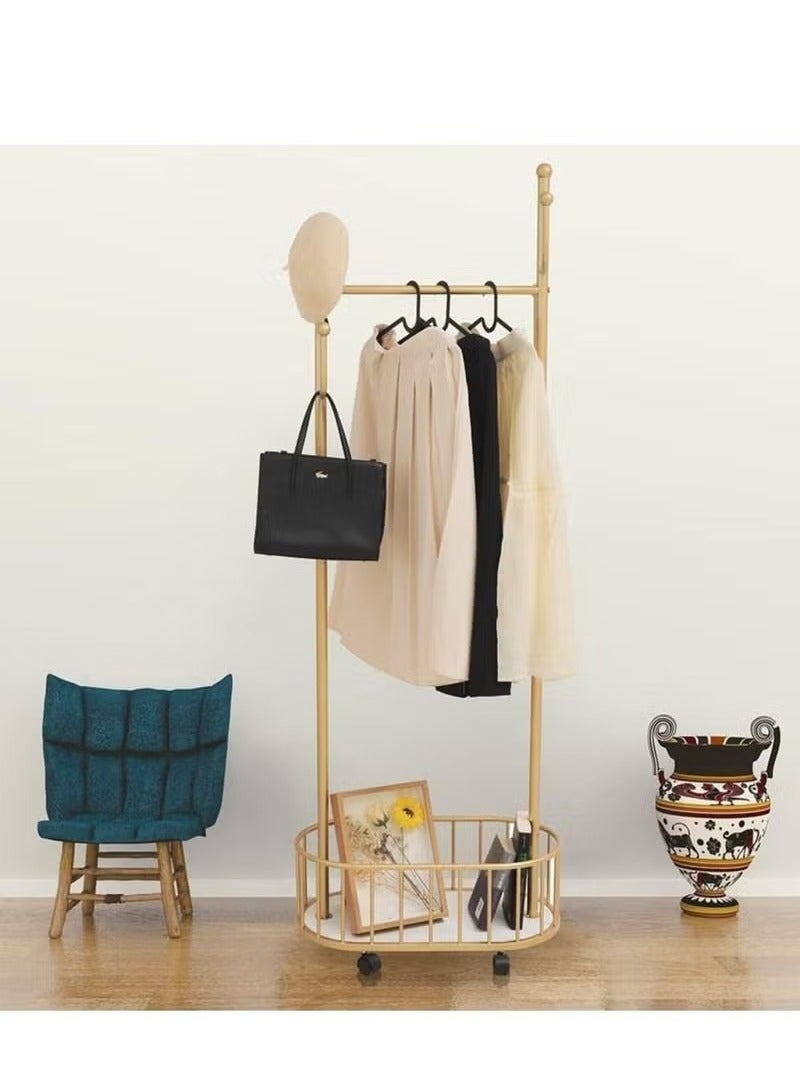 Beauenty Standing Metal Floor Clothes Hanger Portable Wheel Coat Rack Gold Portable Dressing Room Guarda  Entrance Furniture - Image 4