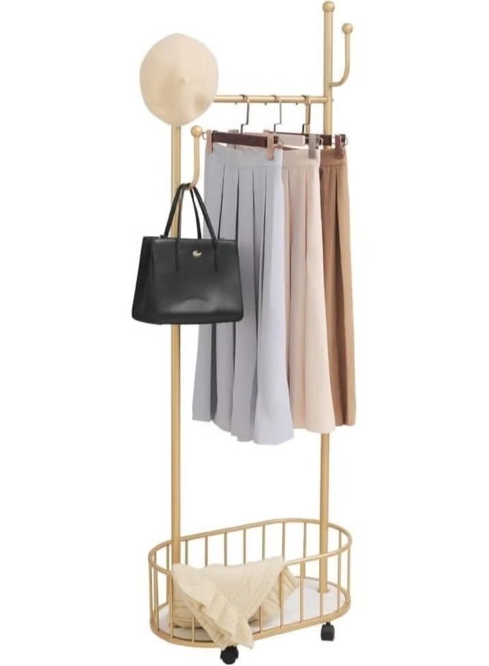 Beauenty Standing Metal Floor Clothes Hanger Portable Wheel Coat Rack Gold Portable Dressing Room Guarda  Entrance Furniture - Image 3