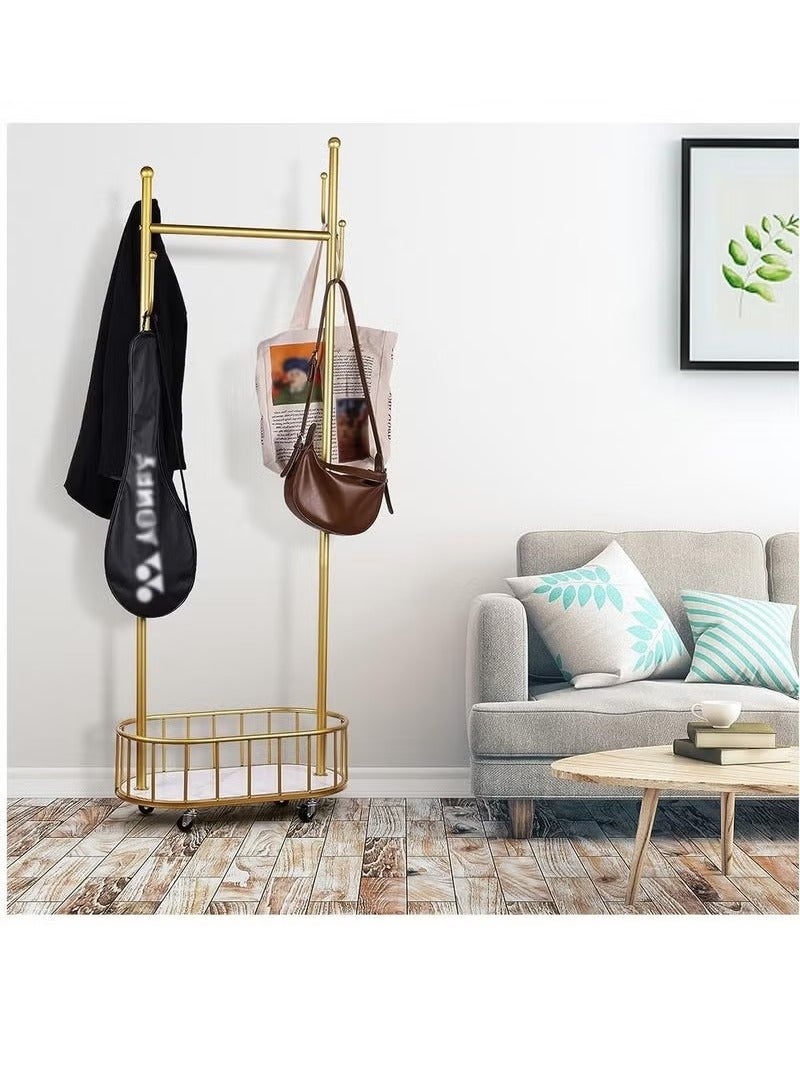 Beauenty Standing Metal Floor Clothes Hanger Portable Wheel Coat Rack Gold Portable Dressing Room Guarda  Entrance Furniture - Image 5
