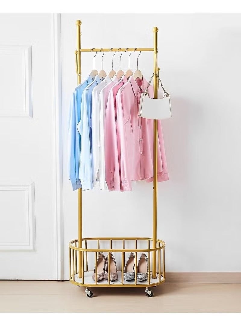 Beauenty Standing Metal Floor Clothes Hanger Portable Wheel Coat Rack Gold Portable Dressing Room Guarda  Entrance Furniture - Image 2