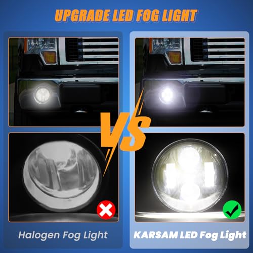 KARSAM Upgraded F150 LED Fog Lights for 2006 2007 2008 2009 2010 2011 2012 2013 2014 Ford F150 Accessories, 40W Round Fog Light Assembly Kit, DOT Bumper Driving White Light Fog Lamps, Faros Antiniebla - Image 4