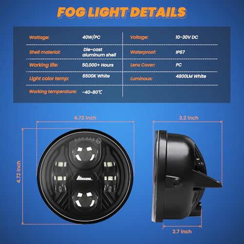 KARSAM Upgraded F150 LED Fog Lights for 2006 2007 2008 2009 2010 2011 2012 2013 2014 Ford F150 Accessories, 40W Round Fog Light Assembly Kit, DOT Bumper Driving White Light Fog Lamps, Faros Antiniebla - Image 2