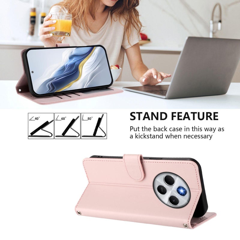 erorex For Redmi A4 5G / A3 Pro / 14C 4G / 14R Embossed  Cat Leather Phone Case with Hand Strap(Pink) - Image 3