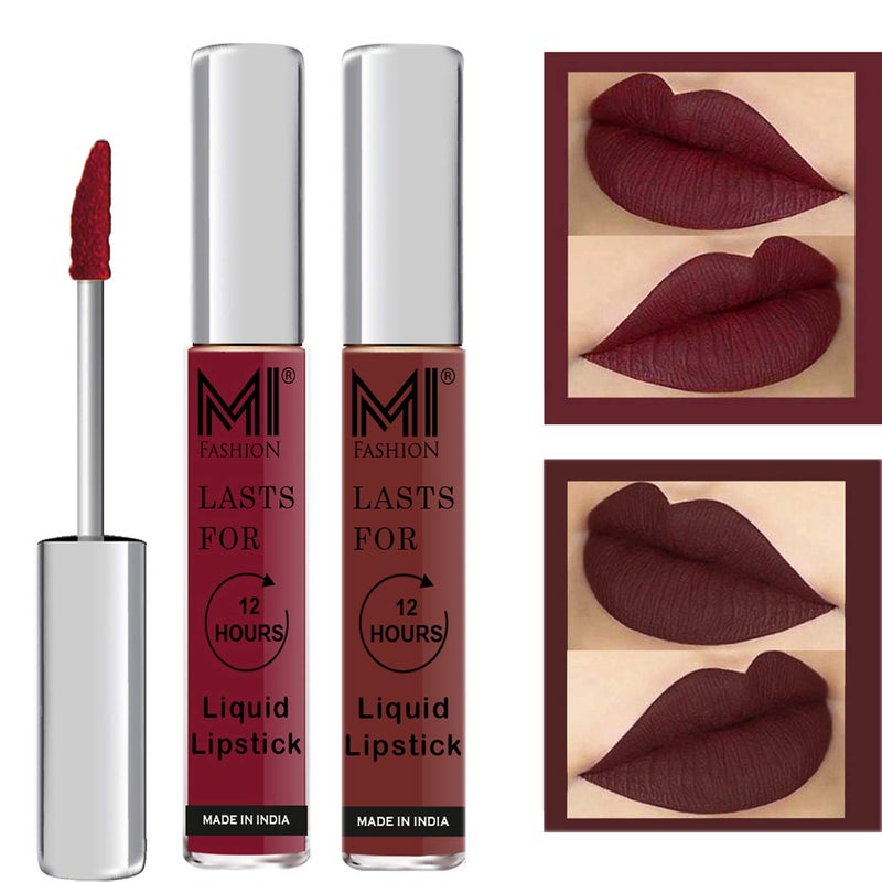 MI FASHION MI FASHION Soft Smooth Matte Finish Liquid Lipstick Pink Coffee 100 Waterproof Perfect For Special Occasions35ml Per Piece Pack Of 2  - Image 1