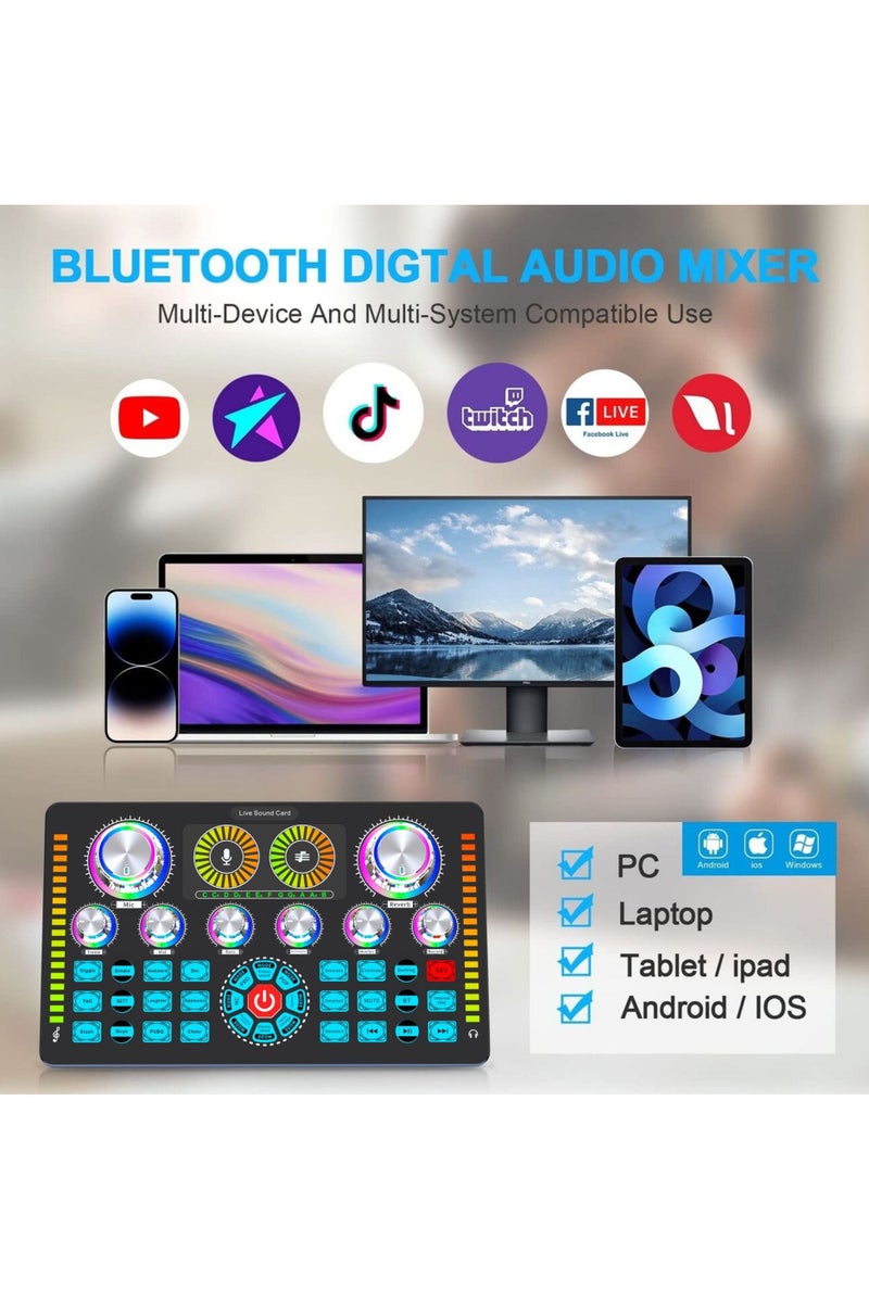 Live Sound Board,Podcast Equipment,Professional Audio Mixer Audio Mixer with Effects, Audio Interface for PC Mac iOS Android,Sound Card For Podcasting,Live sound,Recording Studio and Gaming  - Image 1