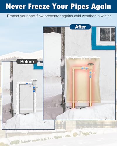 Actgan Backflow Preventer Insulation Cover, (5°F) Actgan 16"X20" 5 Layers Outdoor Pressure Vacuum Breaker Sprinkler Valve Faucet Cover for Winter Freeze Protection Beige - Image 3