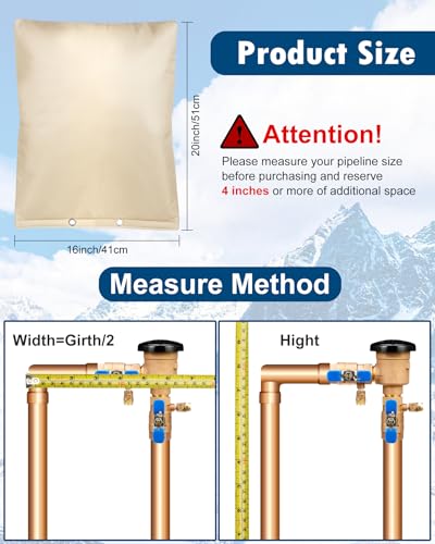 Actgan Backflow Preventer Insulation Cover, (5°F) Actgan 16"X20" 5 Layers Outdoor Pressure Vacuum Breaker Sprinkler Valve Faucet Cover for Winter Freeze Protection Beige - Image 2