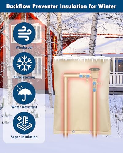Actgan Backflow Preventer Insulation Cover, (5°F) Actgan 16"X20" 5 Layers Outdoor Pressure Vacuum Breaker Sprinkler Valve Faucet Cover for Winter Freeze Protection Beige - Image 5