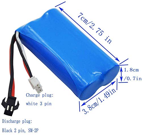 Blomiky 2 Pack H101 7.4V 2S 15C 1500Mah Battery With Sm 2P Plug And Usb Charger Cable For H105 H103 H101 Remote Control Rc Boat H101 Battery And Usb 2 - Image 2