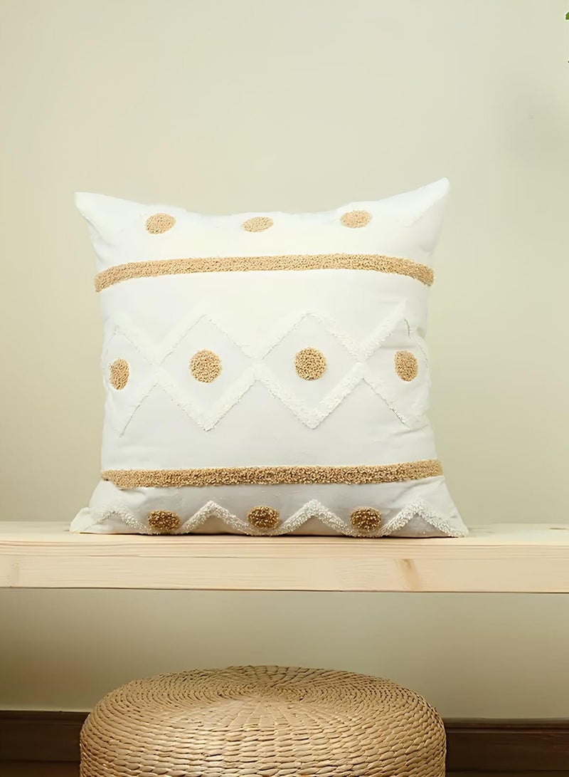 AL-HRAER One Piece Of Embroidered Cotton Cushion Cover with Bohemian Embroidered And Furry Patterns Soft And Elegant And Modern Feeling Without Filling - Image 5