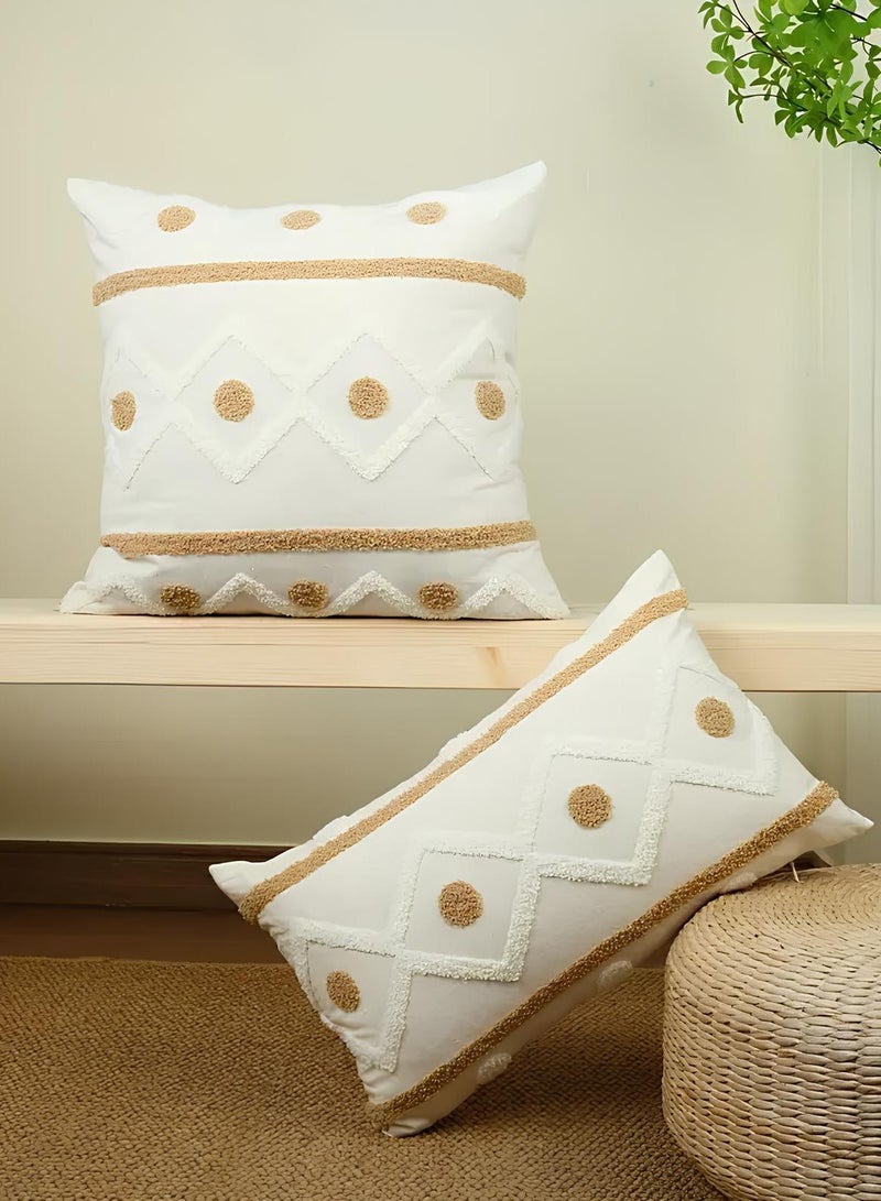 AL-HRAER One Piece Of Embroidered Cotton Cushion Cover with Bohemian Embroidered And Furry Patterns Soft And Elegant And Modern Feeling Without Filling - Image 3