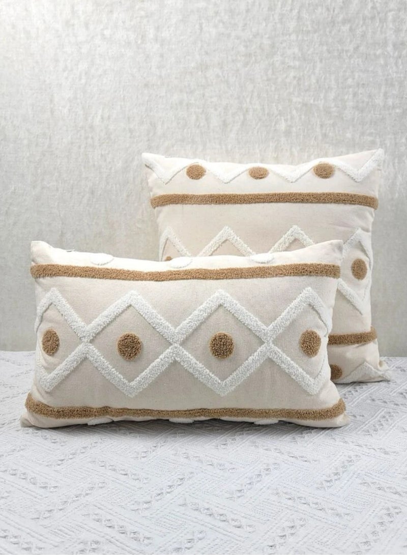 AL-HRAER One Piece Of Embroidered Cotton Cushion Cover with Bohemian Embroidered And Furry Patterns Soft And Elegant And Modern Feeling Without Filling - Image 2