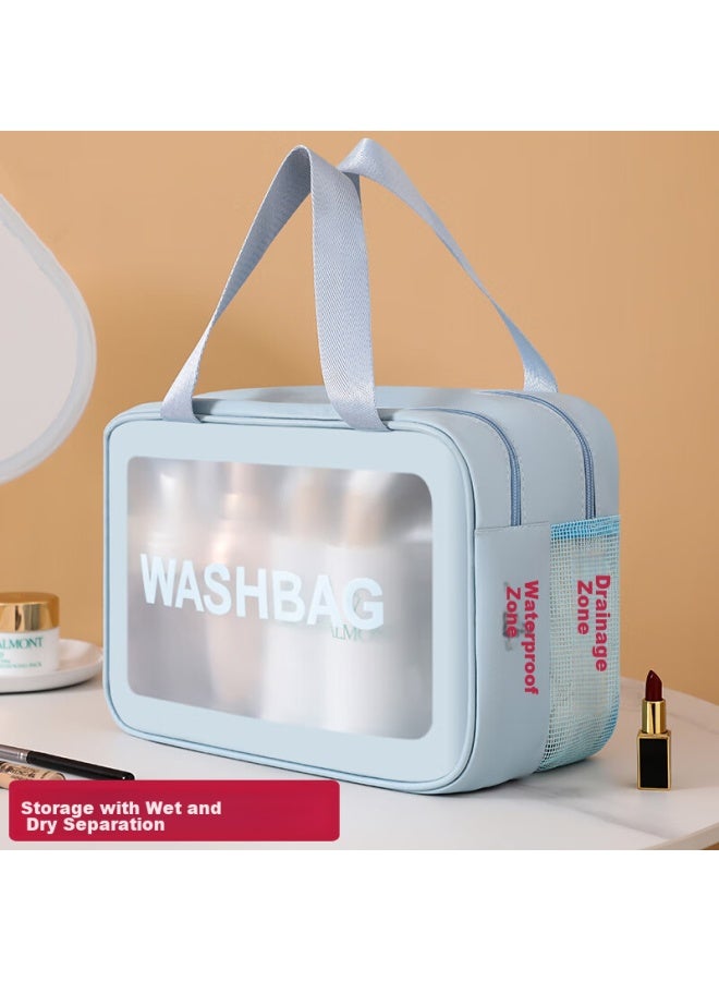 JAJALIN Jajalin Toiletry Bag Storage, For Men And Women, Travel, Business Trip, Wet And Dry Separation, Portable Wash And Care Makeup Bag, Large Capacity, Blue Style  - Image 1